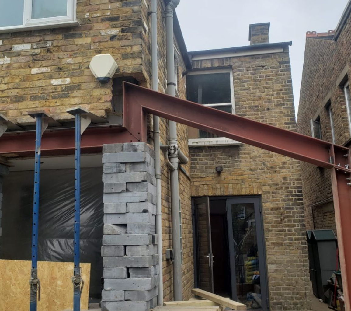 RSJ steel beam installation in Surrey residential property